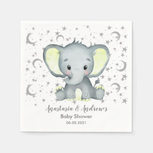 Süße Baby-Party Gelber Elefant Servietten
