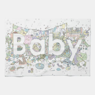 Süße Baby-Party Pastellrosa-Elefanten-Detailkunst Geschirrtuch