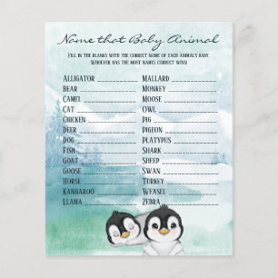 Süße Baby Pinguine Baby-Tier-Namen-Spiel Flyer