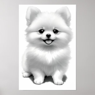 Süße Baby Pomeranian Welpen Hund Zeichnung Poster