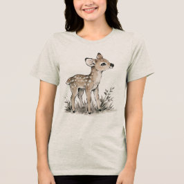 Süße Baby-Reh-Illustration Ästhetische Natur Tri-Blend Shirt