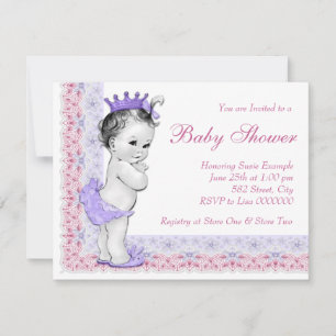 Süße Baby-Rosa und Lila-Baby-Party Einladung