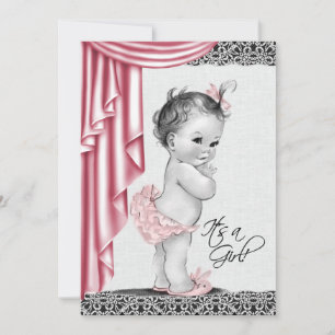 Süße Baby-Rosa und Schwarze Babyparty-Einladung Einladung
