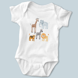 Süße Baby-Safari-Tier-Wasserfarben Baby Strampler