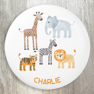 Süße Baby-Safari-Tier-Watercolor-Personalisierter  Keramikknauf