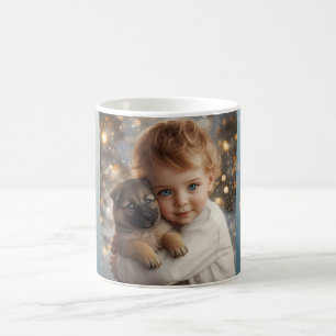 Süße Baby- und Hund-Weihnachtstasse Kaffeetasse