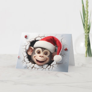 Süße Baby-Weihnachtstiere 3D-Affe Gruß Karte