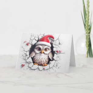 Süße Baby-Weihnachtstiere 3D-Eule-Gruß Karte
