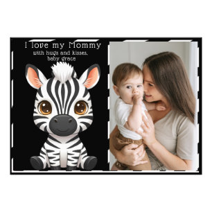 Süße Baby-Zebra-Kunst, Name des Kindes und Nachric Fotodruck
