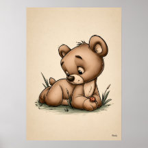 Süße Babybär-Nursery-Kunst Skandinavisch Minimalis