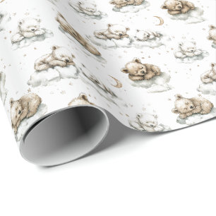 Süße Babybären schlafen tief auf flauschigen Wolke Geschenkpapier