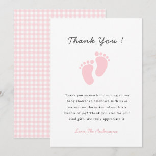 Süße Babyfußabdrücke Babygirl-Shower Dankeskarte