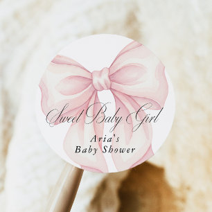 Süße Babygirl-Baby-Shower-Geschenke mit rosa Schle Runder Aufkleber