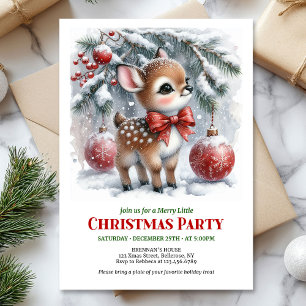 Süße Babyhirsch-Aquarell-Weihnachtseinladung  Einladung