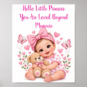Süße Babymädchen-Nursery-Wandkunst – Hallo kleines Poster