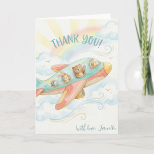 Süße Babyparty Danke Regenbogen Flugzeug Karte
