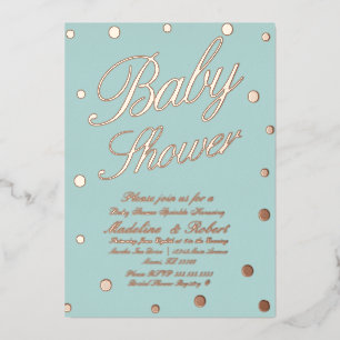 Süße Babyparty-Einladung Gold Punkte Geprägte Foli Folieneinladung