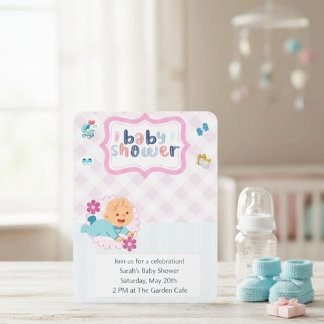 Süße Babyparty-Einladungsvorlage - Blau & Pink Einladung