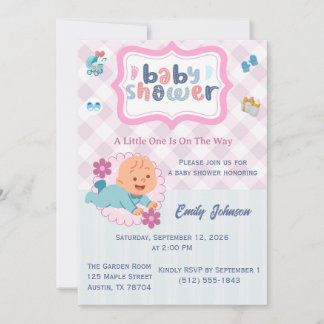 Süße Babyparty-Einladungsvorlage - Blau & Rosa Einladung