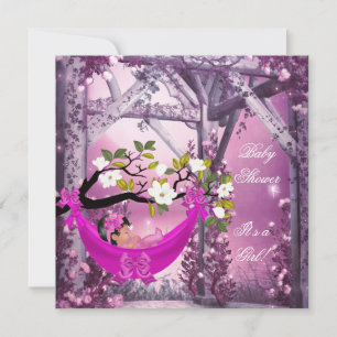 Süße Babyparty Mädchen Baby Rosa Hängematte Magisc Einladung