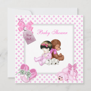 Süße Babyparty Mädchen Baby Rosa Schuhe Weiß Einladung