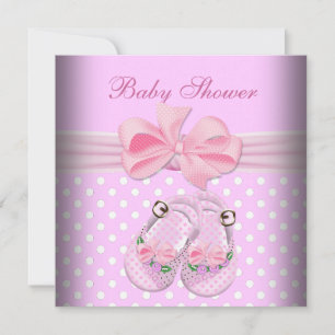 Süße Babyparty Mädchen Baby Rosa Stiefel Schuhe Einladung