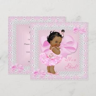 Süße Babyparty Mädchen Hübscher rosa Tutu Ethnisch Einladung