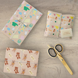 Süße Babysachen/Teddybären-Geschenkpapierbögen Geschenkpapier Set