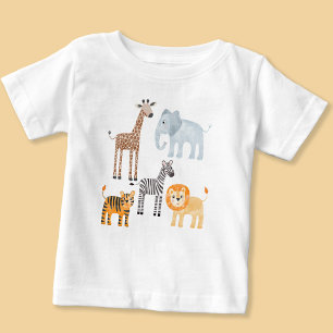 Süße Babysafari-Tiere Aquarell Baby T-shirt