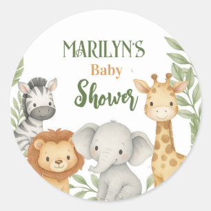 Süße Babytier Baby Shower Runder Aufkleber