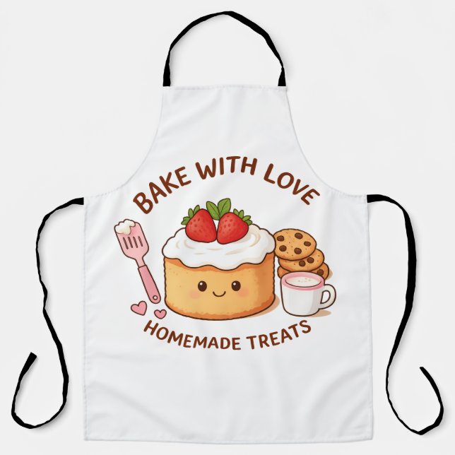 Süße "Backen Mit Liebe"-Illustration Schürze (Vorderseite)