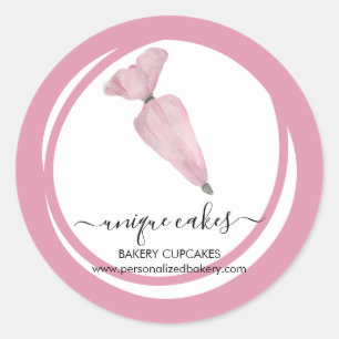 Süße Bäckerei Rosa Kreis Tüte für Gebäck Runder Aufkleber