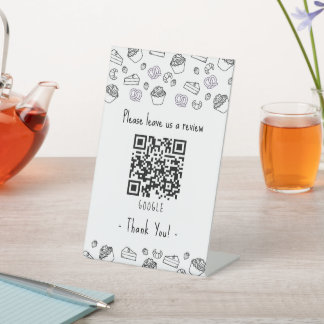 Süße Backwaren-Bäckerei Bewertung Hinterlassen QR- Sockelschild