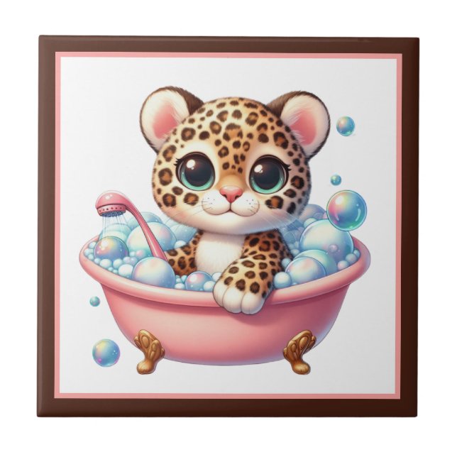 Süße Badewanne Badezimmer Leopard Fliese (Vorderseite)