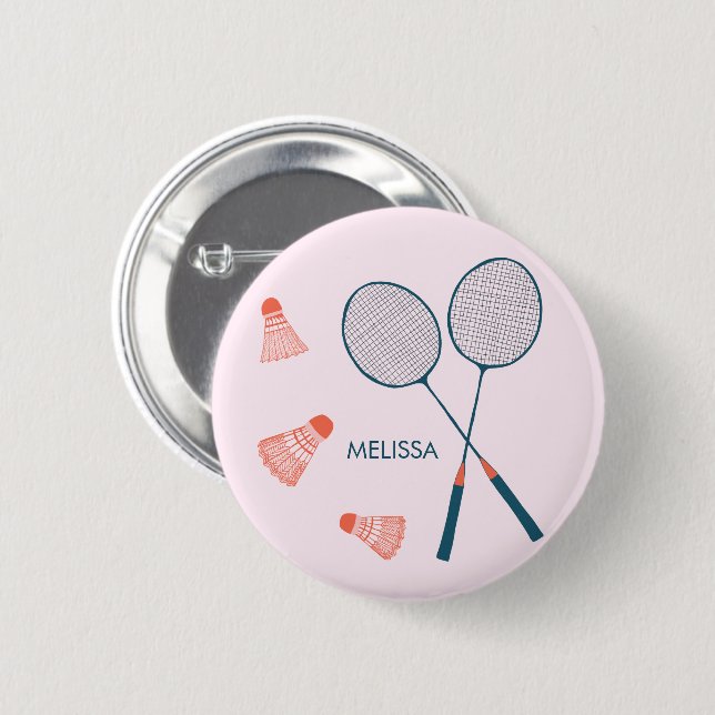 Süße Badminton Federball Schläger CUSTOM Retro Button (Vorne & Hinten)