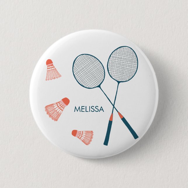 Süße Badminton Federball Schläger CUSTOM Retro Button (Vorderseite)