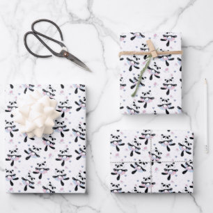 Süße Ballerina Panda Bären Ballett Tanz  Geschenkpapier Set