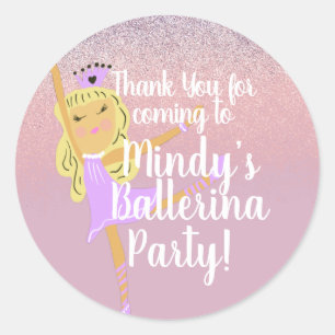 Süße Ballerina-Party-Doodle-Klassischer-Rund-Stick Runder Aufkleber