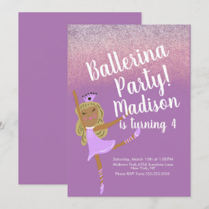 Süße Ballerina-Party-Einladung zum Ausmalen Einladung