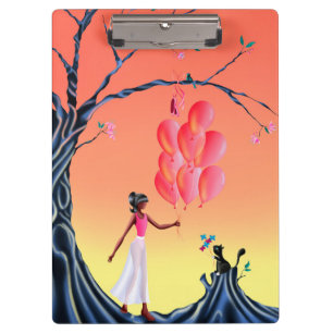 Süße Ballerina und Katze Sonnenuntergang Klemmbrett