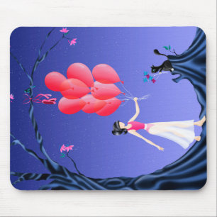 Süße Ballerina und Katze Sonnenuntergang Mitternac Mousepad