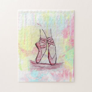 Süße Ballettschuhe Skizze Wasserfarbe handgezeichn