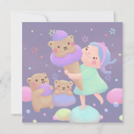 Süße-Bär-Eiscreme-Illustration Feiertagskarte