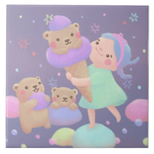 Süße-Bär-Eiscreme-Illustration Fliese