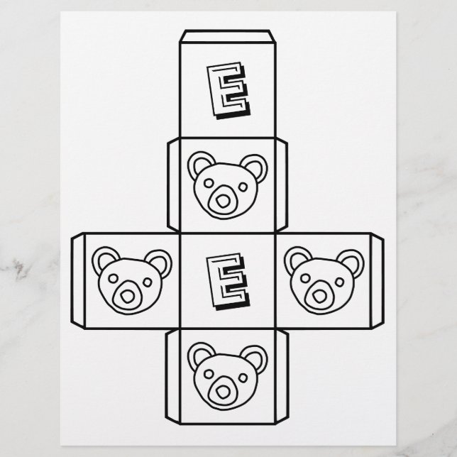Süße Bär Monogramm Muster Papier Bastelbox (Vorderseite)
