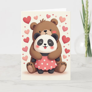 Süße Bär-Panda-Liebesumarmungskarte Karte