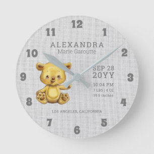 Süße Bären-Babygelurts-Statistiken im Aquarellstil Runde Wanduhr