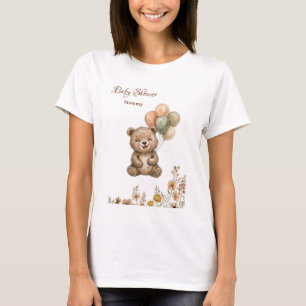 Süße Bären-Balloons Boho Floral Baby Shower Frauen T-Shirt
