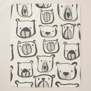 Süße Bären-Gesicht handgezeichnete Doodles-Illustr Sherpadecke