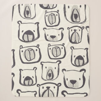 Süße Bären-Gesicht handgezeichnete Doodles-Illustr Sherpadecke